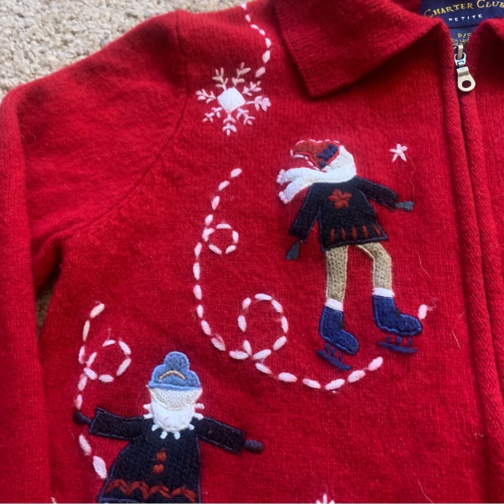 Vintage Charter Club Skates Sweater Full Zip Snowflake Sweater - Picture 12 of 12